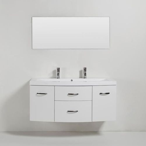 PACOME Salle de bain complete simple vasque L 120 cm - Blanc brillant - Photo n°3; ?>