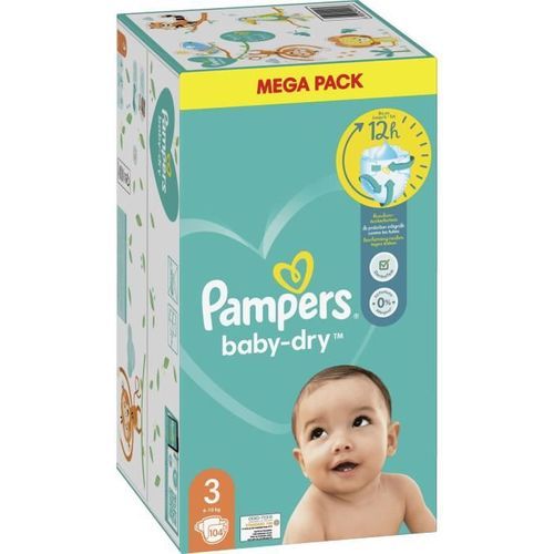 PAMPERS Baby-Dry Taille 3 - 104 Couches - Photo n°3; ?>