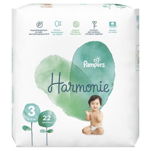 PAMPERS Harmonie Taille 3, 6 -10 kg, 22 Couches - Photo n°2; ?>