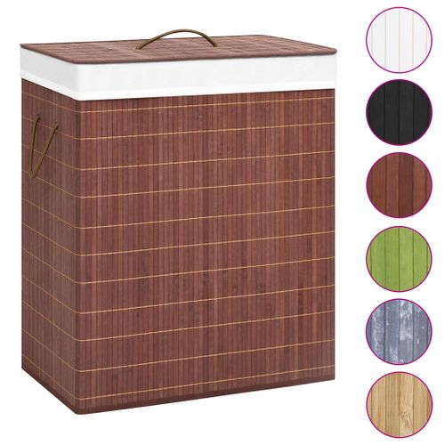 Panier à linge avec 2 sections bambou marron 100 L - Photo n°2; ?>