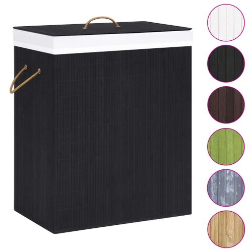 Panier à linge avec 2 sections bambou noir 100 L - Photo n°2; ?>