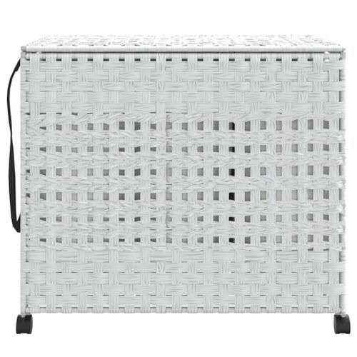 Panier à linge avec roulettes blanc 66x35x60 cm résine tressée - Photo n°3; ?>