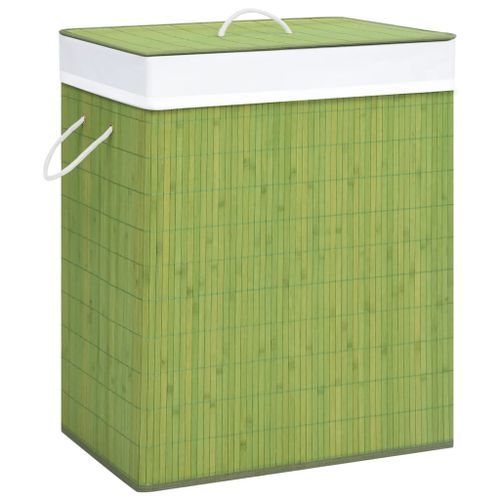 Panier à linge avec une seule section bambou vert 83 L - Photo n°2; ?>