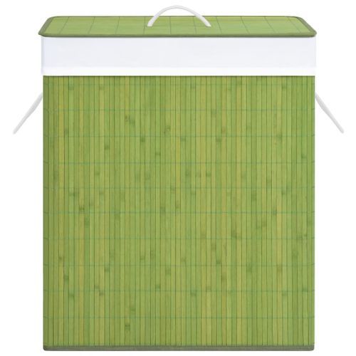 Panier à linge avec une seule section bambou vert 83 L - Photo n°3; ?>