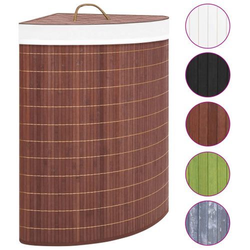 Panier à linge d'angle Bambou Marron 60 L - Photo n°2; ?>