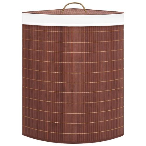 Panier à linge d'angle Bambou Marron 60 L - Photo n°3; ?>