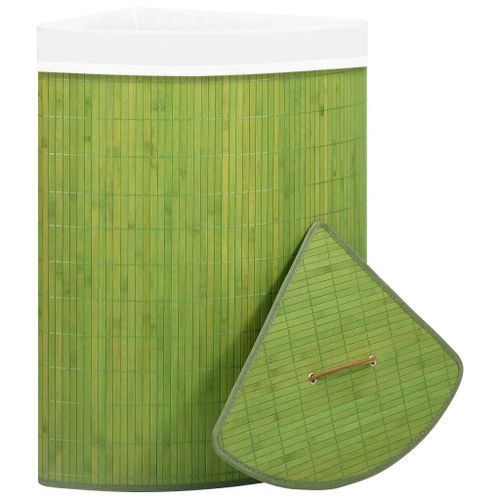 Panier à linge d'angle Bambou Vert 60 L - Photo n°3; ?>