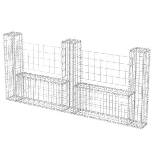 Panier de gabion en forme de U Acier galvanisé 240x20x100 cm - Photo n°2; ?>