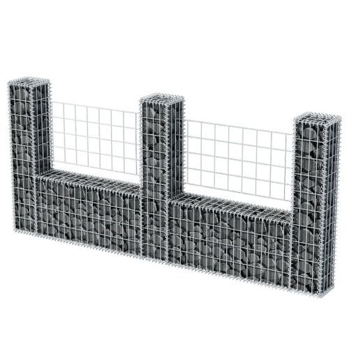 Panier de gabion en forme de U Acier galvanisé 240x20x100 cm - Photo n°3; ?>