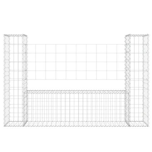 Panier de gabion en forme de U avec 2 poteaux Fer 140x20x100 cm - Photo n°3; ?>