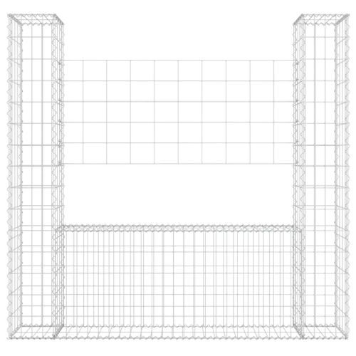 Panier de gabion en forme de U avec 2 poteaux Fer 140x20x150 cm - Photo n°3; ?>