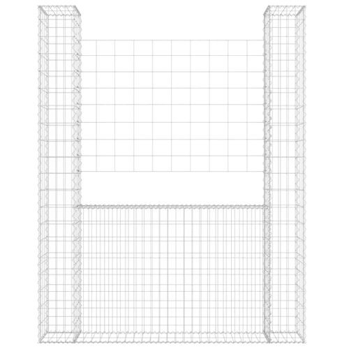 Panier de gabion en forme de U avec 2 poteaux Fer 140x20x200 cm - Photo n°3; ?>