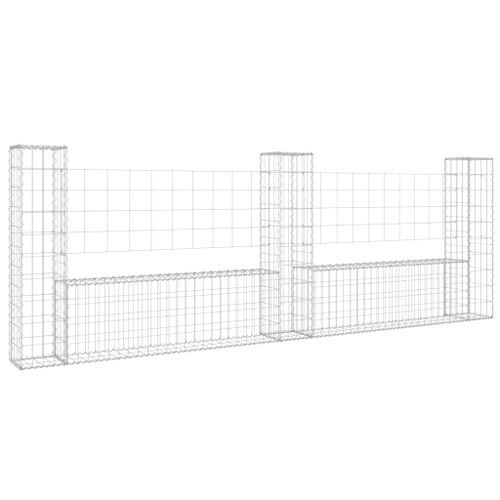 Panier de gabion en forme de U avec 3 poteaux Fer 260x20x100 cm - Photo n°2; ?>