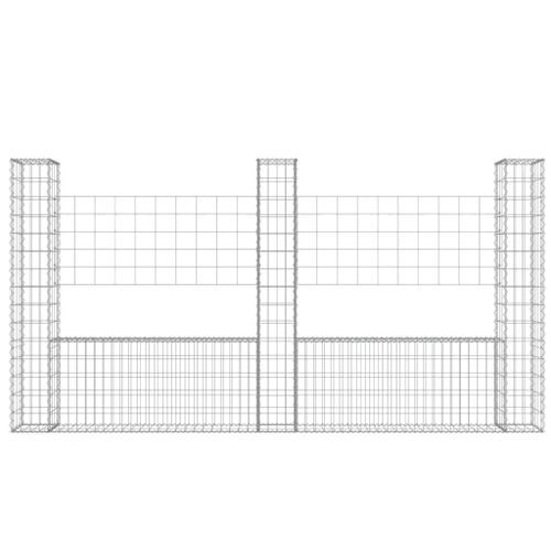 Panier de gabion en forme de U avec 3 poteaux Fer 260x20x150 cm - Photo n°3; ?>
