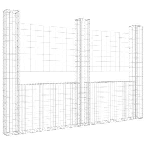 Panier de gabion en forme de U avec 3 poteaux Fer 260x20x200 cm - Photo n°2; ?>