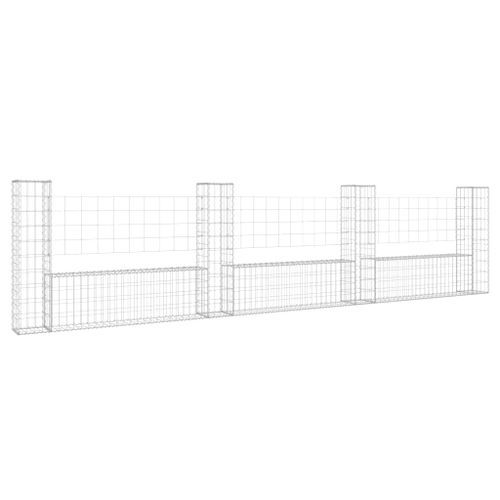 Panier de gabion en forme de U avec 4 poteaux Fer 380x20x100 cm - Photo n°2; ?>