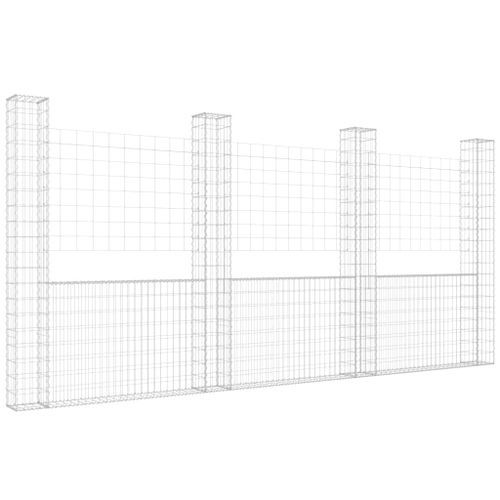 Panier de gabion en forme de U avec 4 poteaux Fer 380x20x200 cm - Photo n°2; ?>