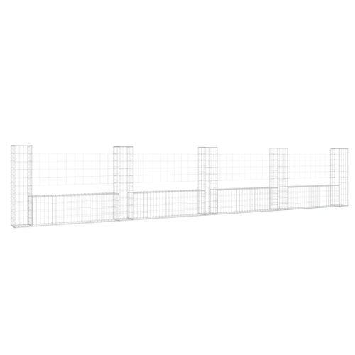 Panier de gabion en forme de U avec 5 poteaux Fer 500x20x100 cm - Photo n°2; ?>