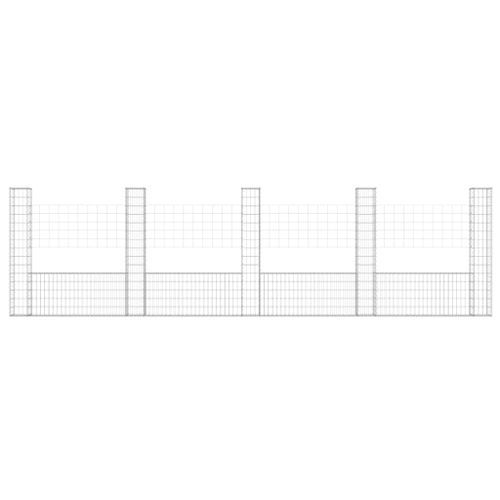 Panier de gabion en forme de U avec 5 poteaux Fer 500x20x150 cm - Photo n°3; ?>