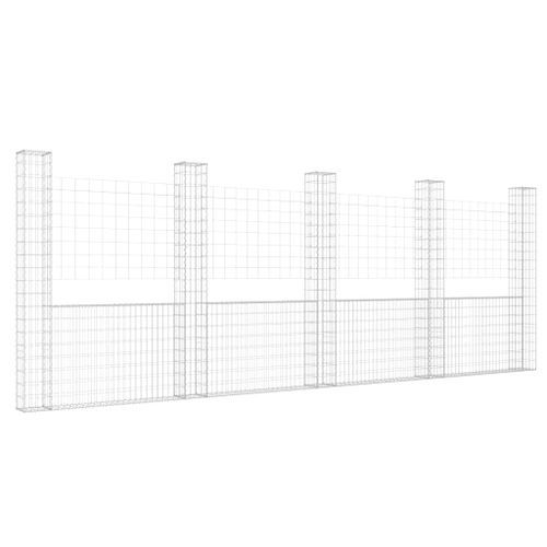 Panier de gabion en forme de U avec 5 poteaux Fer 500x20x200 cm - Photo n°2; ?>