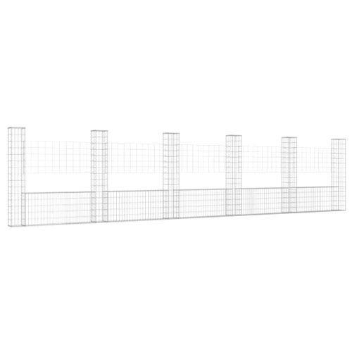 Panier de gabion en forme de U avec 6 poteaux Fer 620x20x150 cm - Photo n°2; ?>