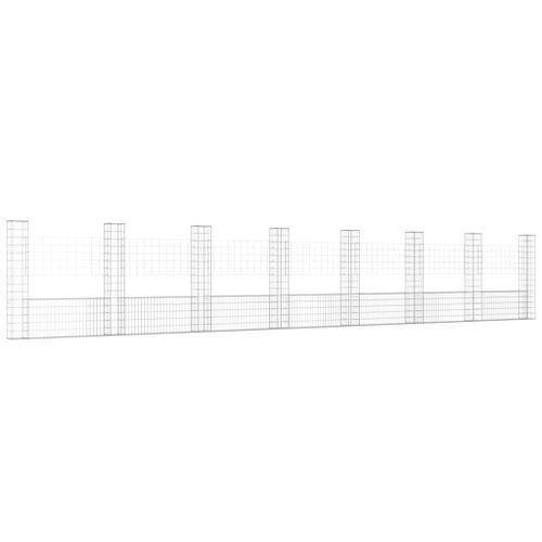 Panier de gabion en forme de U avec 8 poteaux Fer 860x20x150 cm - Photo n°2; ?>