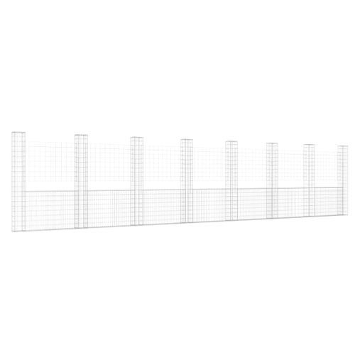 Panier de gabion en forme de U avec 8 poteaux Fer 860x20x200 cm - Photo n°2; ?>