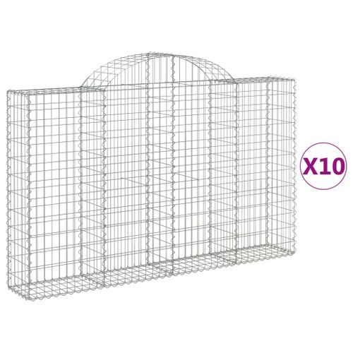 Paniers à gabions arqués 10 pcs 200x30x120/140 cm Fer galvanisé - Photo n°2; ?>