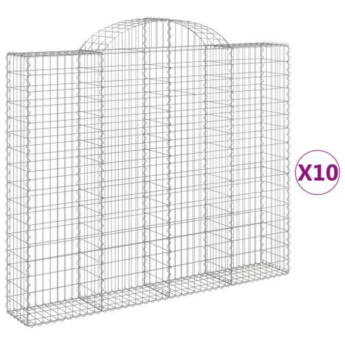 Paniers à gabions arqués 10 pcs 200x30x160/180 cm Fer galvanisé - Photo n°2; ?>