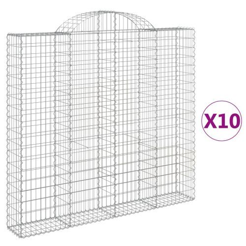 Paniers à gabions arqués 10 pcs 200x30x180/200 cm Fer galvanisé - Photo n°2; ?>