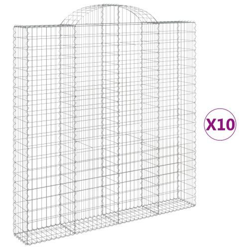 Paniers à gabions arqués 10 pcs 200x30x200/220 cm fer galvanisé - Photo n°2; ?>