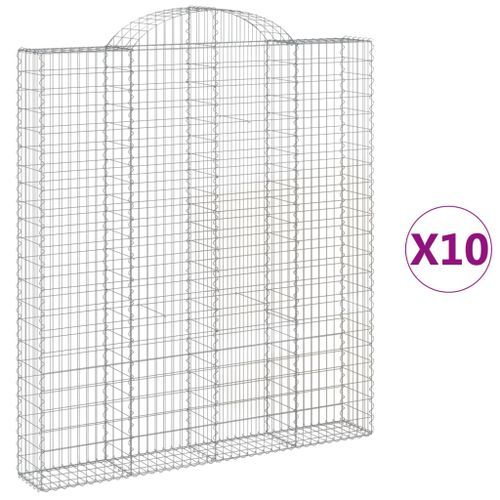 Paniers à gabions arqués 10 pcs 200x30x220/240 cm fer galvanisé - Photo n°2; ?>