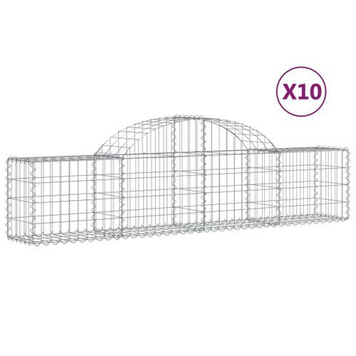 Paniers à gabions arqués 10 pcs 200x30x40/60 cm Fer galvanisé - Photo n°2; ?>