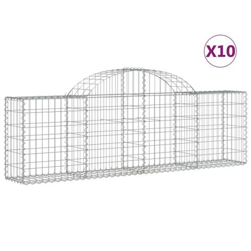 Paniers à gabions arqués 10 pcs 200x30x60/80 cm Fer galvanisé - Photo n°2; ?>