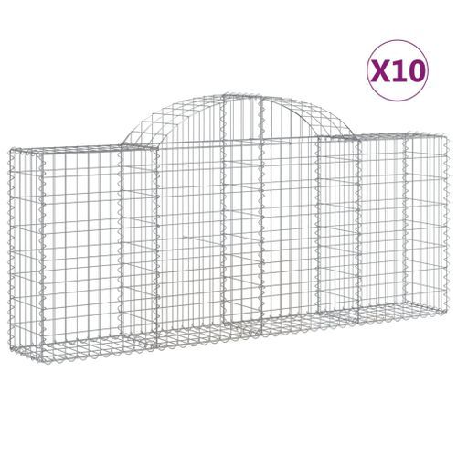 Paniers à gabions arqués 10 pcs 200x30x80/100 cm Fer galvanisé - Photo n°2; ?>