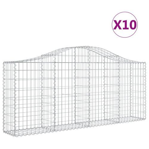 Paniers à gabions arqués 10 pcs 200x30x80/100 cm Fer galvanisé - Photo n°2; ?>