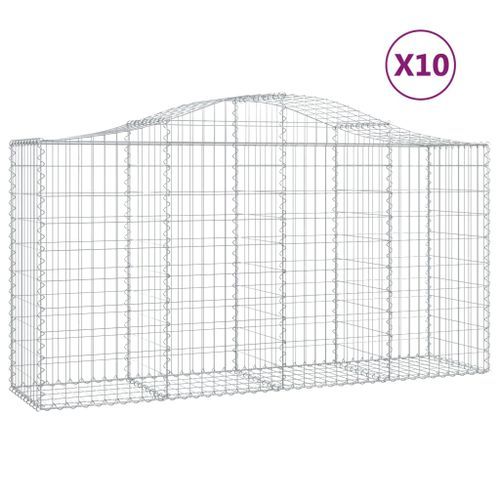 Paniers à gabions arqués 10 pcs 200x50x100/120 cm fer galvanisé - Photo n°2; ?>