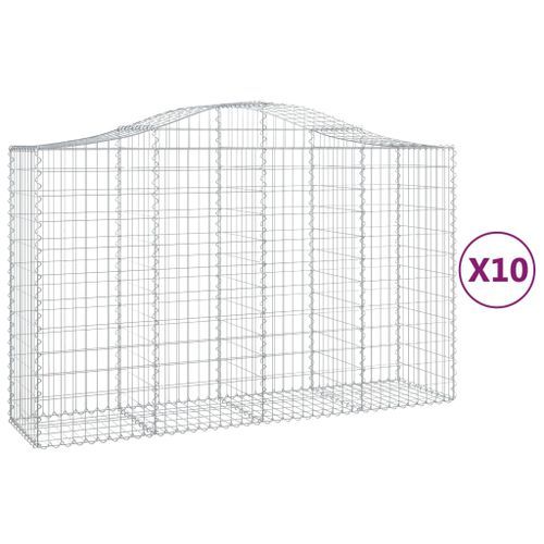 Paniers à gabions arqués 10 pcs 200x50x120/140 cm Fer galvanisé - Photo n°2; ?>