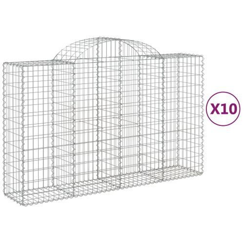 Paniers à gabions arqués 10 pcs 200x50x120/140 cm Fer galvanisé - Photo n°2; ?>