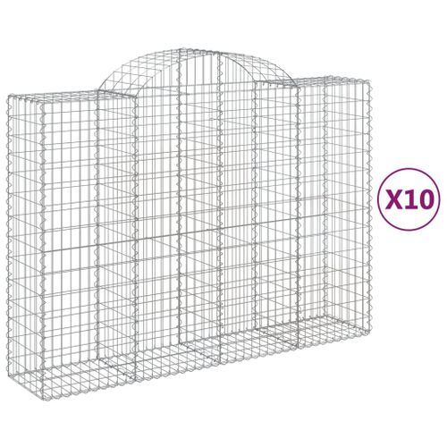 Paniers à gabions arqués 10 pcs 200x50x140/160 cm Fer galvanisé - Photo n°2; ?>