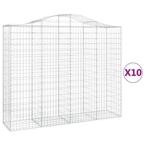 Paniers à gabions arqués 10 pcs 200x50x160/180 cm Fer galvanisé - Photo n°2; ?>