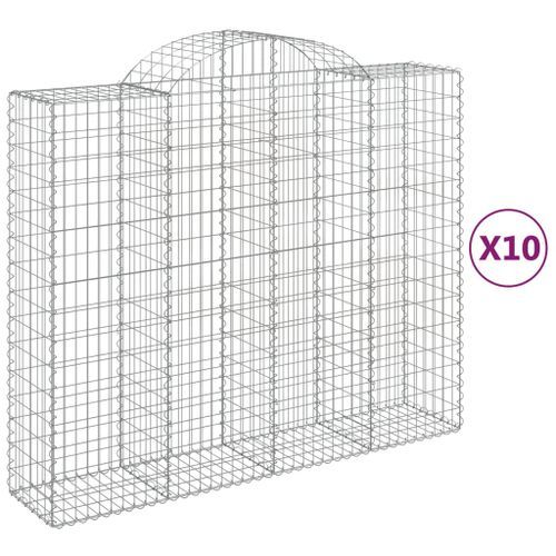 Paniers à gabions arqués 10 pcs 200x50x160/180 cm Fer galvanisé - Photo n°2; ?>