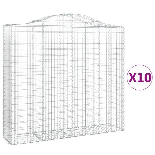 Paniers à gabions arqués 10 pcs 200x50x180/200 cm Fer galvanisé - Photo n°2; ?>