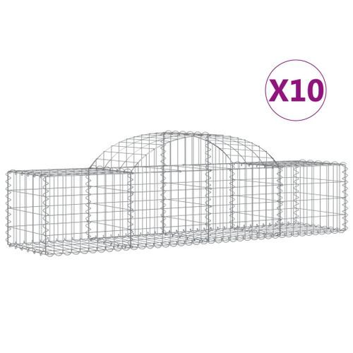 Paniers à gabions arqués 10 pcs 200x50x40/60 cm fer galvanisé - Photo n°2; ?>