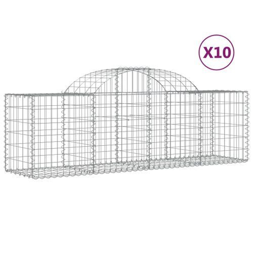 Paniers à gabions arqués 10 pcs 200x50x60/80 cm Fer galvanisé - Photo n°2; ?>