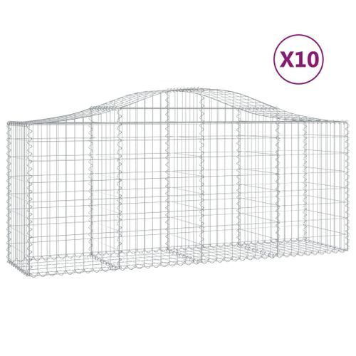 Paniers à gabions arqués 10 pcs 200x50x80/100 cm Fer galvanisé - Photo n°2; ?>