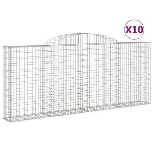 Paniers à gabions arqués 10 pcs 300x30x120/140 cm fer galvanisé - Photo n°2; ?>