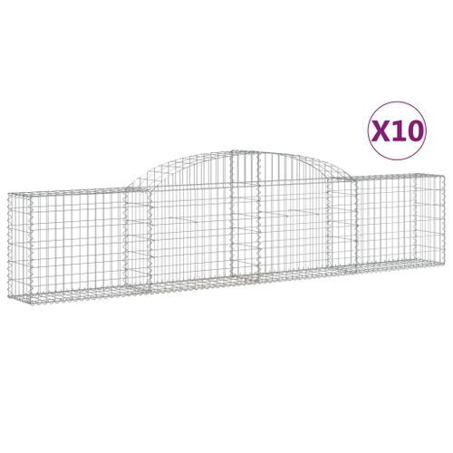 Paniers à gabions arqués 10 pcs 300x30x60/80 cm Fer galvanisé - Photo n°2; ?>