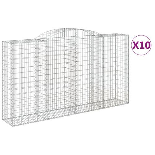 Paniers à gabions arqués 10 pcs 300x50x160/180 cm fer galvanisé - Photo n°2; ?>