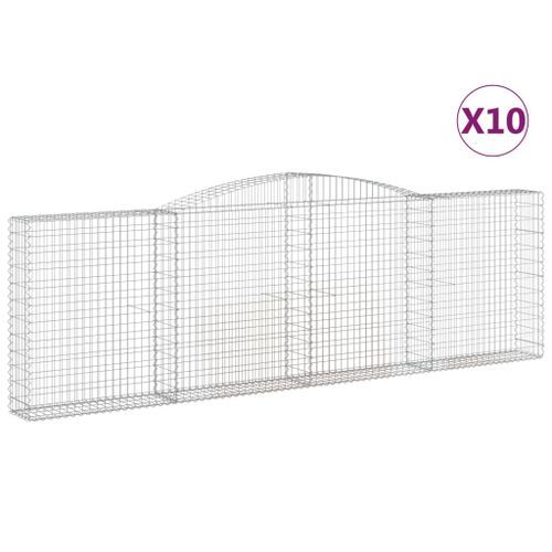 Paniers à gabions arqués 10 pcs 400x30x120/140 cm Fer galvanisé - Photo n°2; ?>